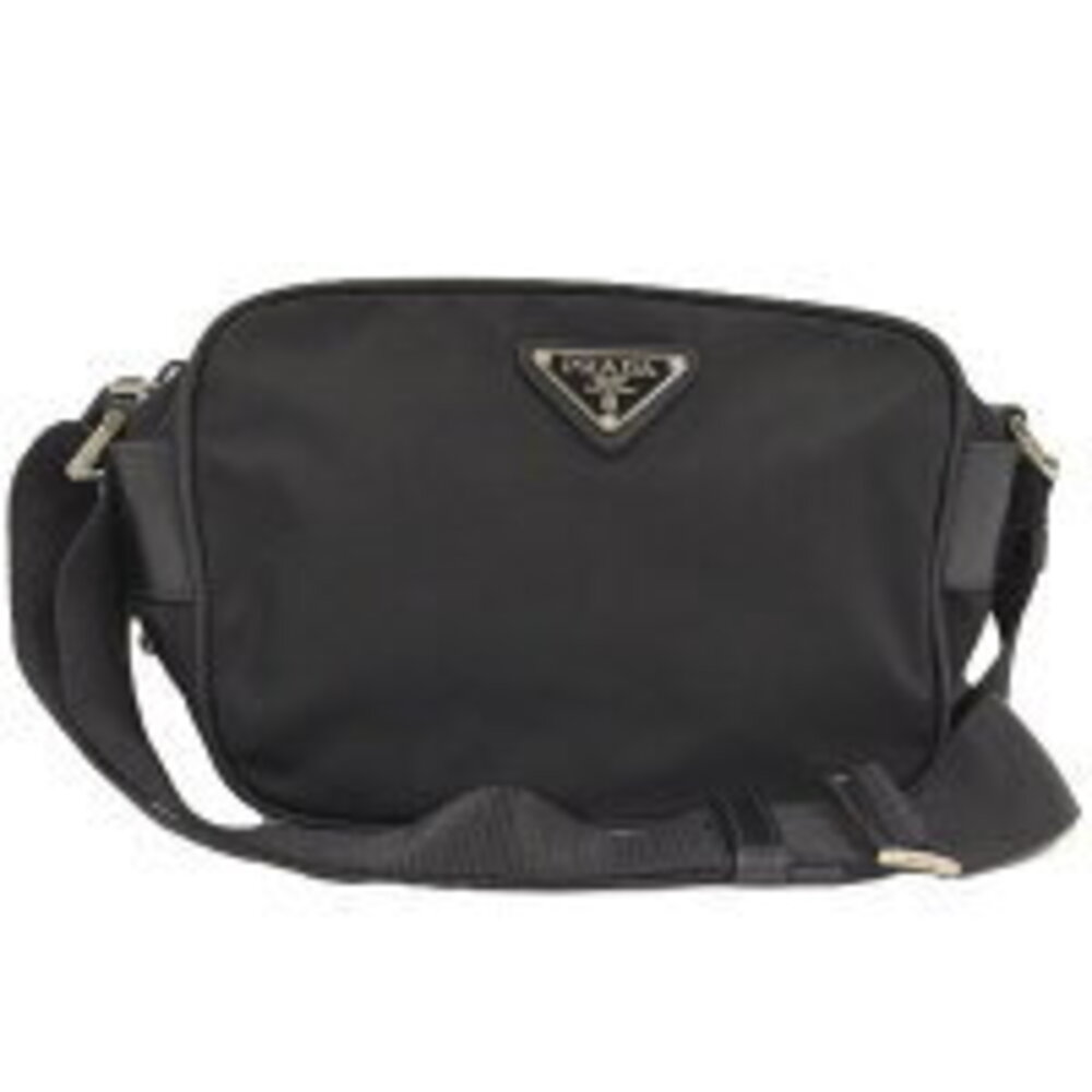 Prada ReNylon Saffiano leather belt bag black